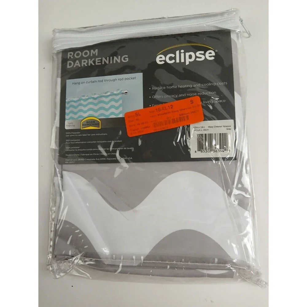 NEW Eclipse Blackout 42 x 18 Tab Top single curtain panel 'Wavy Gray' #CT21